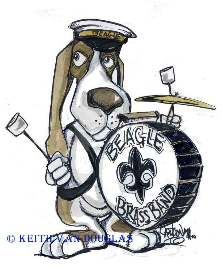 Beagle Brass Band Drummer Louisiana Art